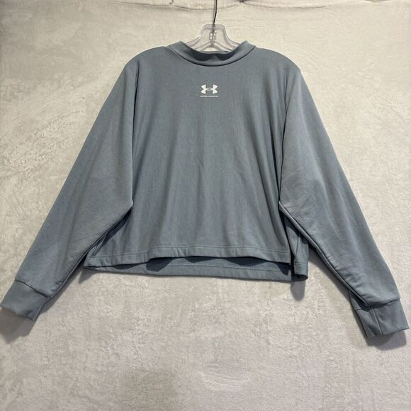 Under Armour Sweatshirt Women's Medium Blue Rival Terry Oversized Crew Pullover - Picture 1 of 14